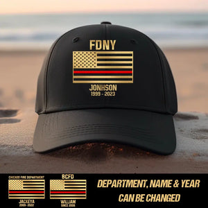Personalized US Flag Firefighter Department Cap Printed 23JUL-hq04