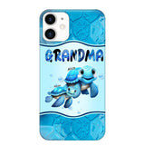 Personalized Grandma Turtles with Kid Name Ocean Background Gift For Grandma Phonecase 23JUN-HN30