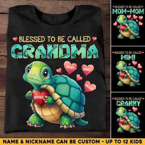 Personalized Blessed To Be Called Grandma Turtles Hearts with Kid Names T-shirt Printed PNHQ0407
