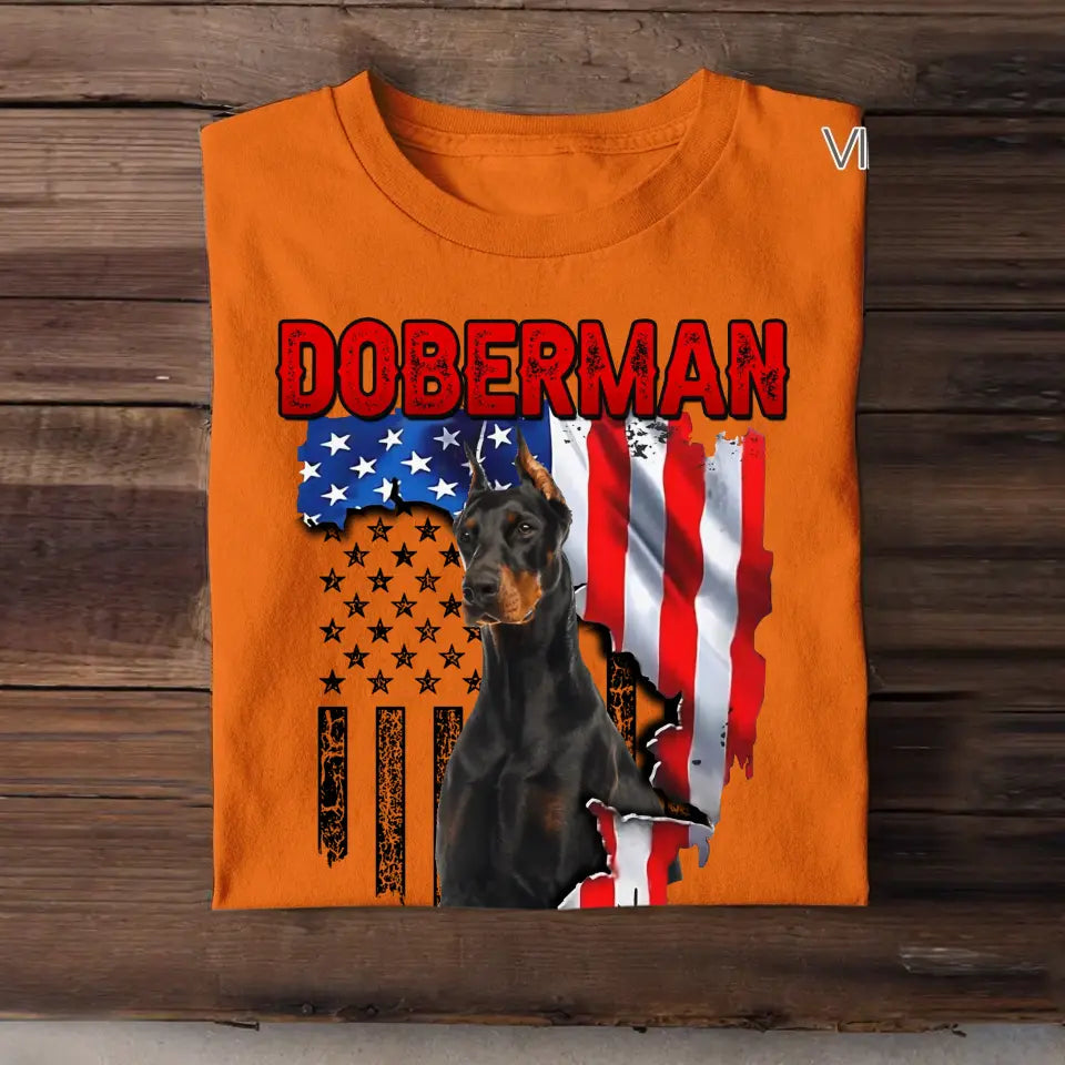 Personalized Upload Your Doberman Photo Dog Lovers Gift T-Shirt Printed QTDT0607