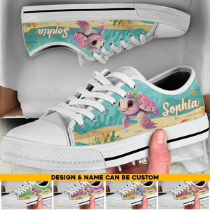 Personalized Sea Turtle Lover Colorful Low Top Shoes Printed QTHQ0507