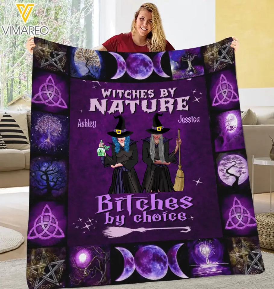PERSONALIZED WITCHES BY NATURE BITCHES BY CHOICE BLANKET TNVQ2508