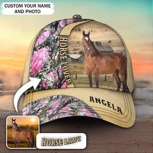 Personalized Horse Lady Horse Lover Pink Camo Cap Printed QTVD202363