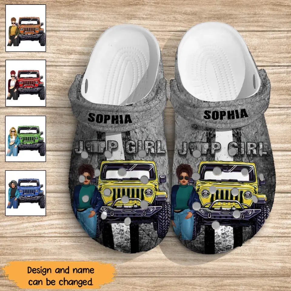 Personalized Jeep Girl  with Name Clogs Slipper Shoes Printed HN202397