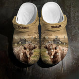 Personalized Highland Cattle Lovers & Name Clogs Slipper Shoes Printed QTPD202395