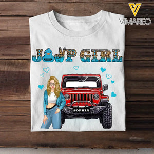 Personalized Jeep Girl Art Leopard Watercolor T-shirt Printed HN347