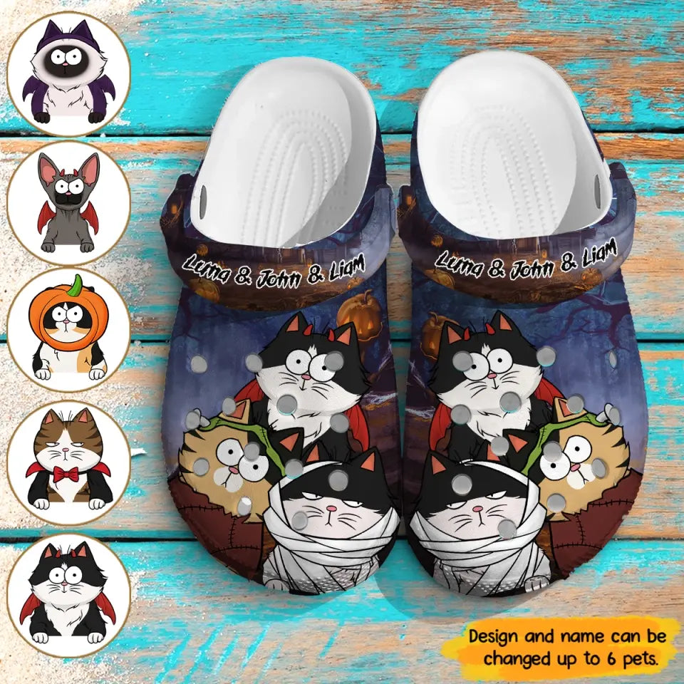 Personalized Cat Halloween Cat Lovers Gift Clogs Slipper Shoes Printed KVH202318