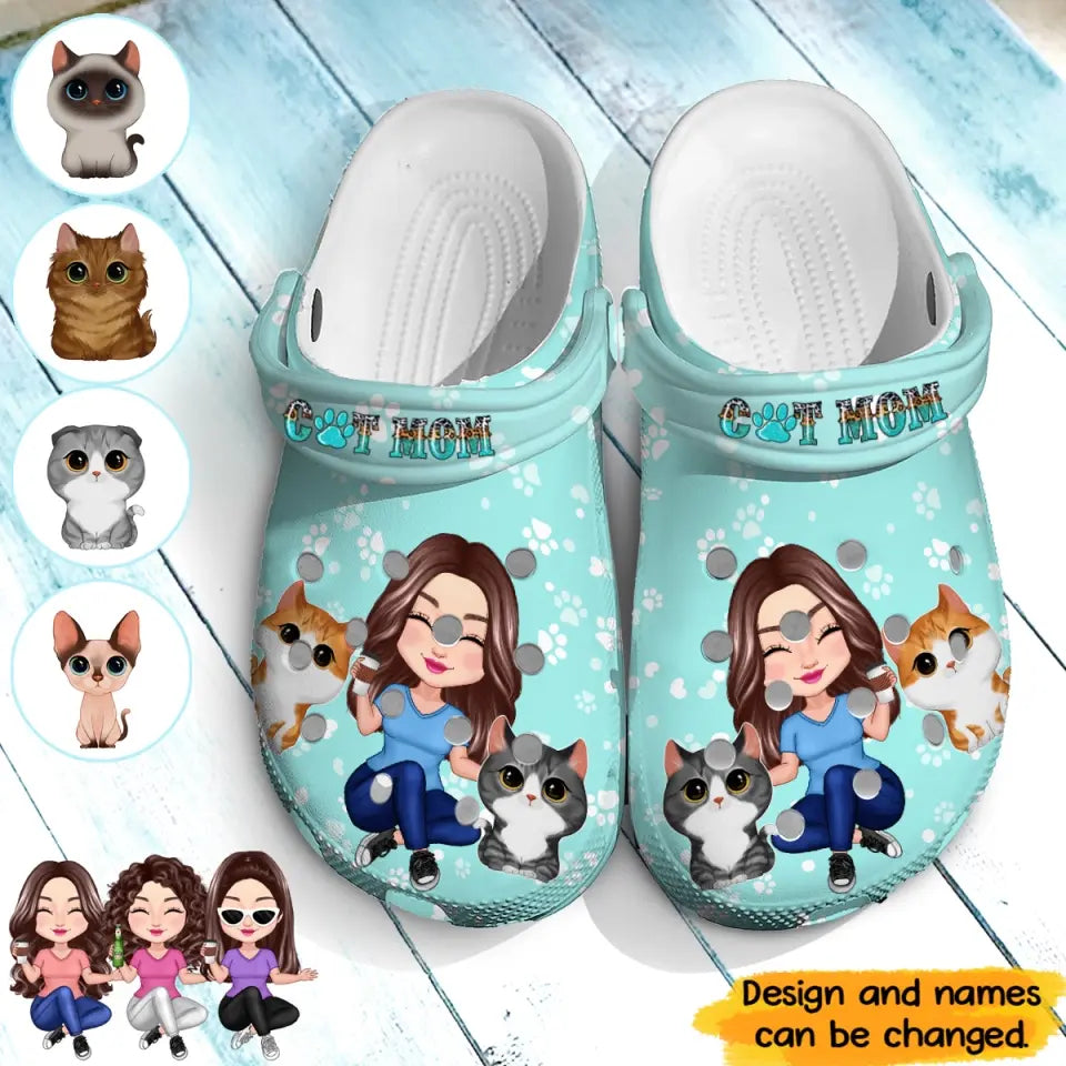 Personalized Cat Mom Cat Lovers Gift Clogs Slipper Shoes Printed PTN23386