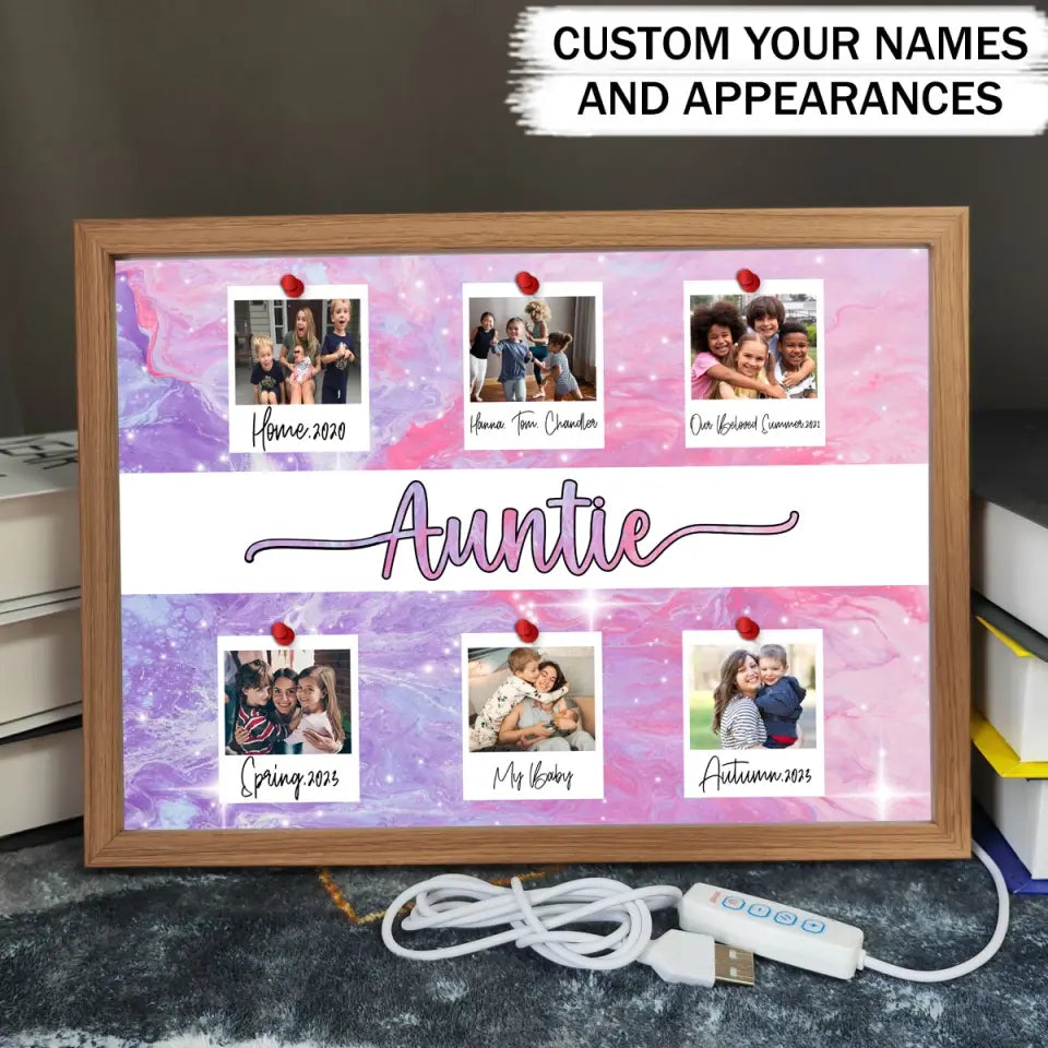 Personalized Upload Your Photo Auntie Gift Light Frame Canvas Printed HTHVQ23418