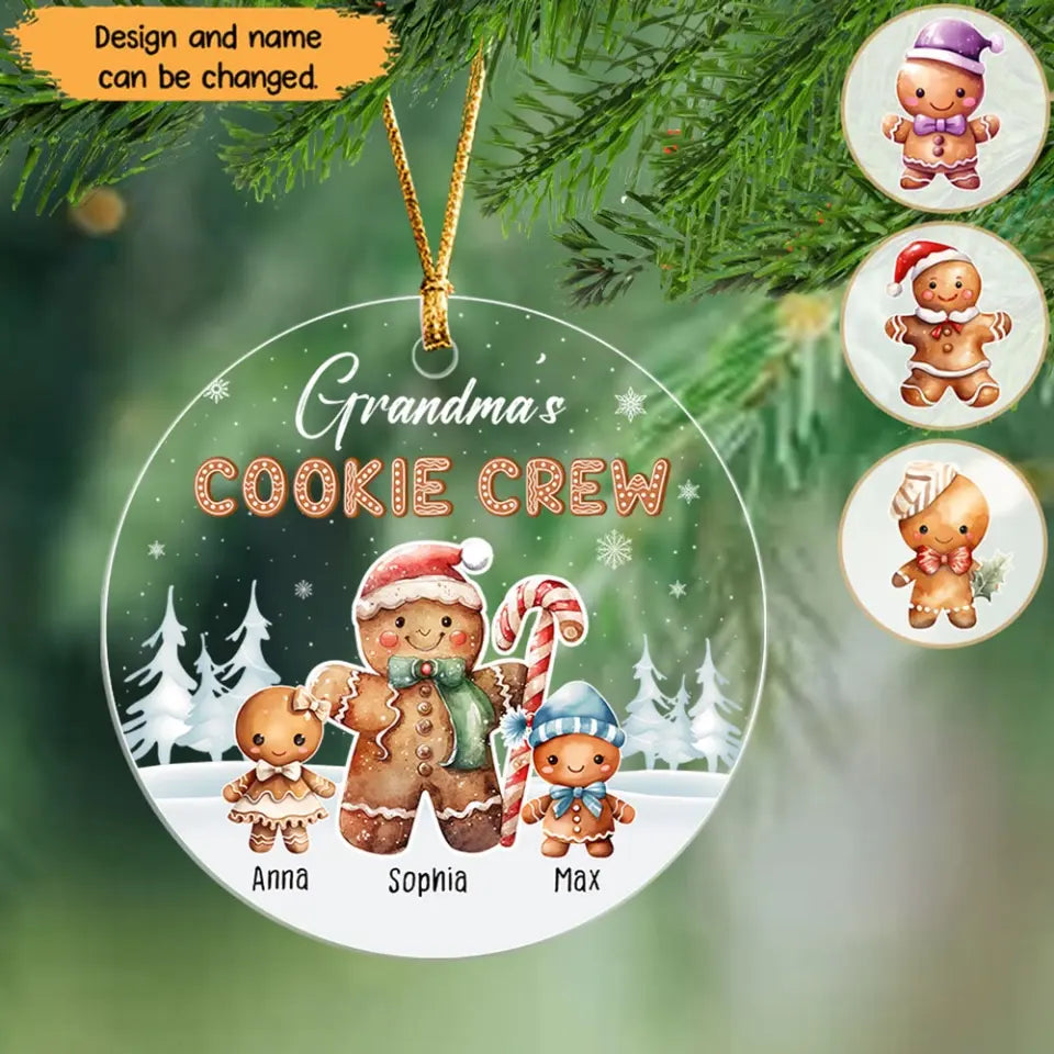 Personalized Grandma & Cookie Crew Ginger Bread Acrylic Ornament Printed HTHHN23592