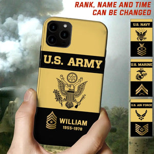 Personalized US VET Rank Camo with Logo  Phonecase Printed QTPN23597