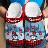 Personalized Grandma Snowman Hearts with Kid Names Clogs Slipper Shoes Printed VQ23607