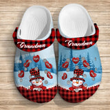 Personalized Grandma Snowman Hearts with Kid Names Clogs Slipper Shoes Printed VQ23607