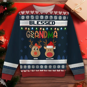 Personalized Blessed Grandma Ugly Sweater Printed HTHHN23644