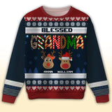 Personalized Blessed Grandma Ugly Sweater Printed HTHHN23644