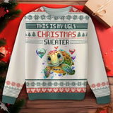 Personalized This Is My Ugly Christmas Sweater Turtles & Kid Names Ugly Sweater Printed QTHN23679