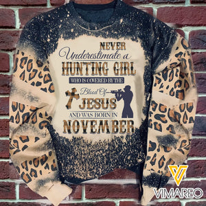 NOVEMBER HUNTING GIRL BLOOD OF JESUS SWEATSHIRT PRINTED TNMA0810