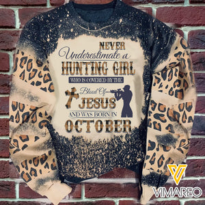 OCTOBER HUNTING GIRL BLOOD OF JESUS SWEATSHIRT PRINTED TNMA0810