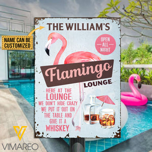 PERSONALIZED FLAMIGO LOUNGE WHISKEY PRINTED MENTAL SIGN