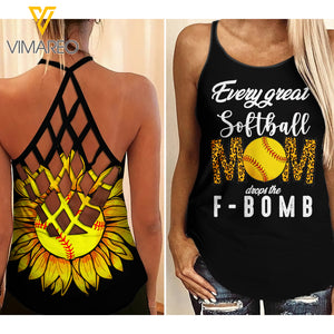 Softball girl Criss-Cross Open Back Camisole Tank Top 2204NGBMQ