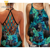 Angus Cattle Criss-Cross Open Back Camisole Tank Top AUG-HQ30