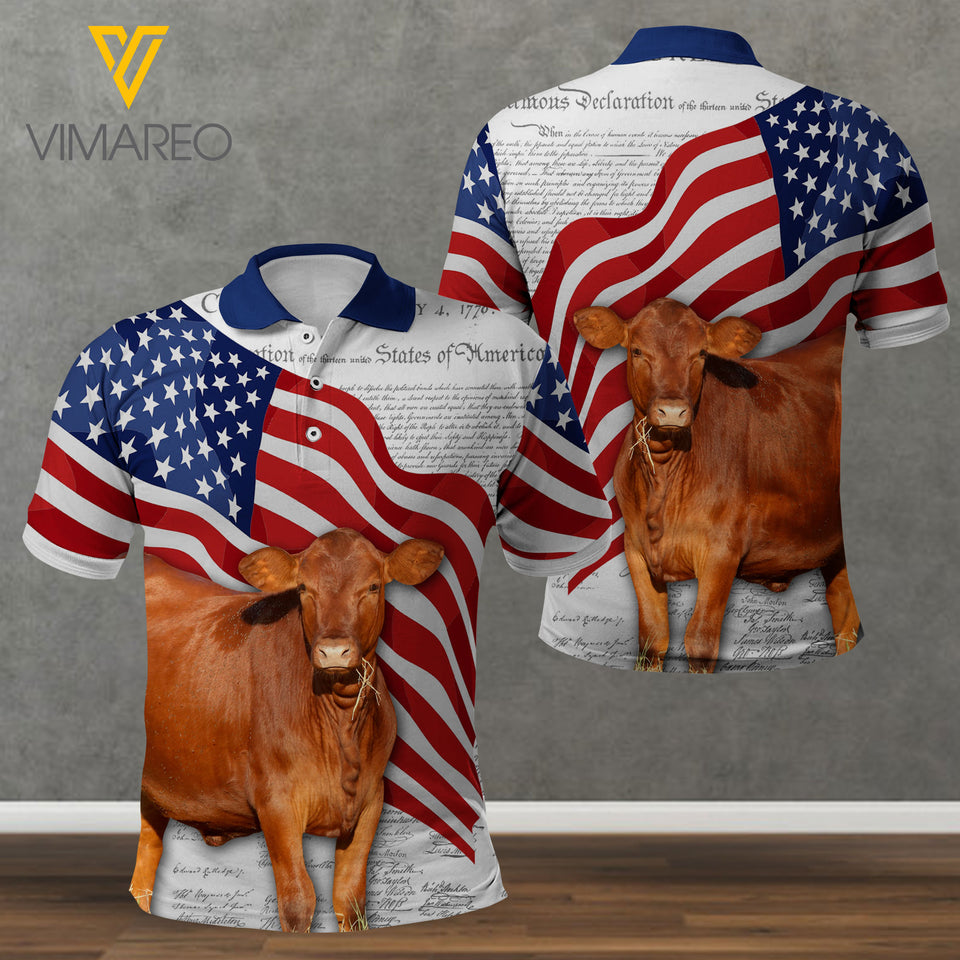 Red Angus Cattle POLO SHIRT 3D PRINTED APR-HQ27