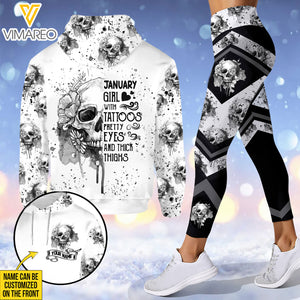 PERSONALIZED JANUARY GIRL WITH TATTOOS HOODIE + LEGGING 3D PRINTED DEC-HQ31