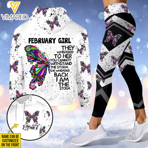 PERSONALIZED FEBRUARY GIRL LOVES BUTTERFLIES I AM THE STORM HOODIE/ LEGGING PRINTED 22FEB-HQ07