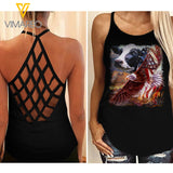 Dairy Cattle Criss-Cross Open Back Camisole Tank Top APR-QH22
