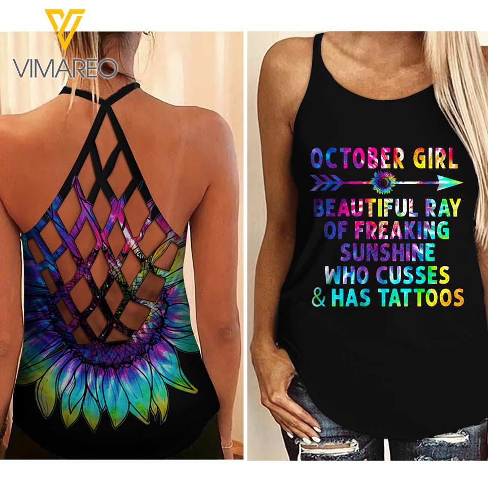 October Girl Criss-Cross Open Back Camisole Tank Top APR-QH02