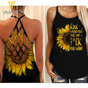 KHMD WHOEVER THE F Girl Criss-Cross Tank Top