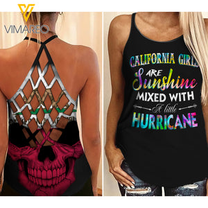 KHMD CALIFORNIA GIRLS SUNSHINE Girl Criss-Cross Tank Top