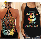 Jeep and Dog Criss-Cross Open Back Camisole Tank Top