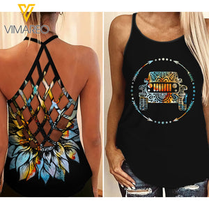 Jeep lover Criss-Cross Open Back Camisole Tank Top