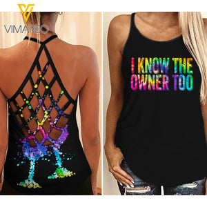 Know the Owner too Bartender Criss-Cross Open Back Camisole Tank Top