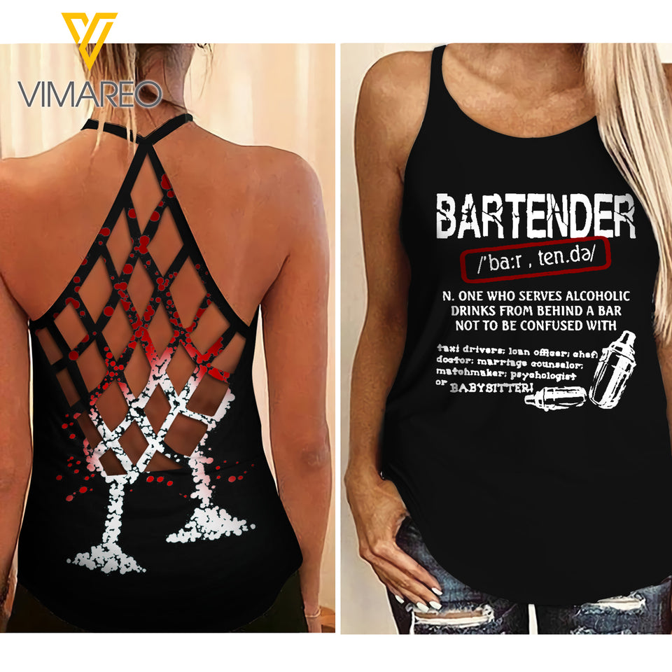 Bartender Cont Criss-Cross Open Back Camisole Tank Top