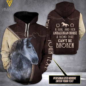 ANDALUSIAN HORSE CUSTOMIZE HOODIE 3D PRINTED LC