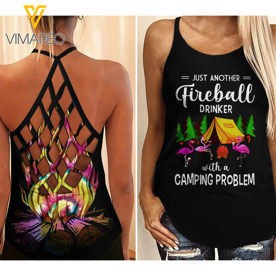 CAMPING CRISS-CROSS OPEN BACK CAMISOLE TANK TOP