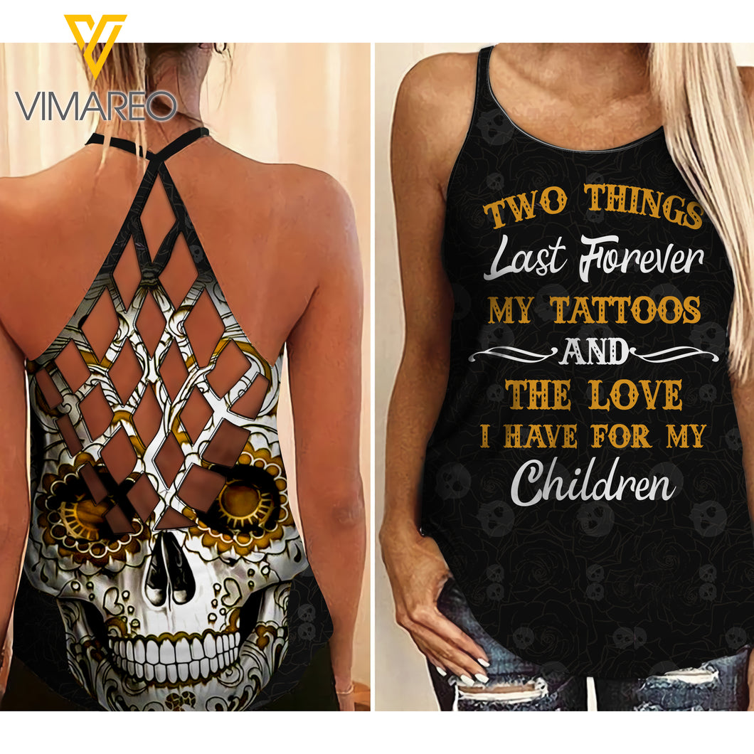 TATTOOS GIRL CRISS-CROSS TANK TOP