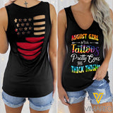 August Girl With Tattoos Stars & Stripes Back Tank Top YYQQ