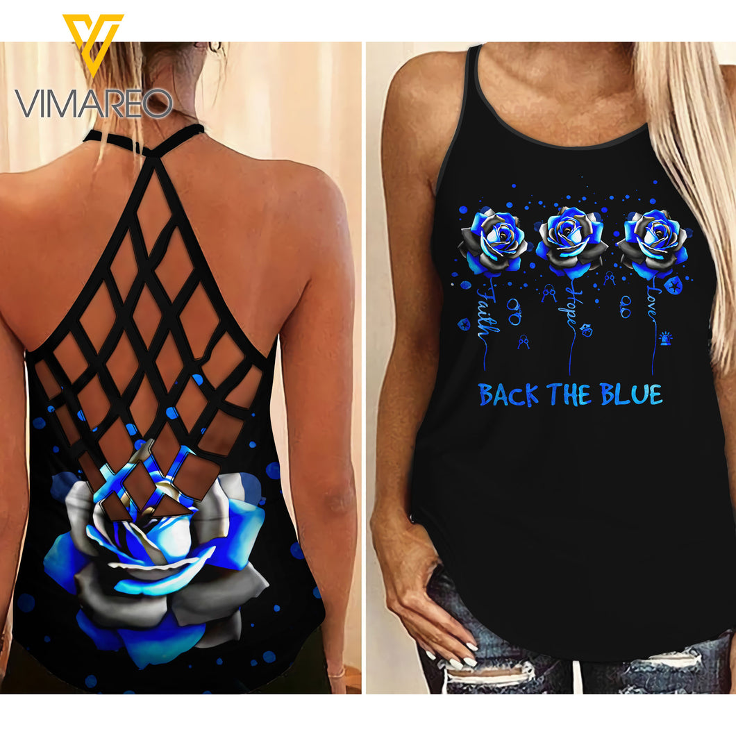 Blue line Girl Criss-Cross Open Back Camisole Tank Top 2004NGBVQ