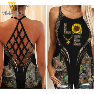 Hunting Girl Criss-Cross Open Back Camisole Tank Top 1703NGBQ