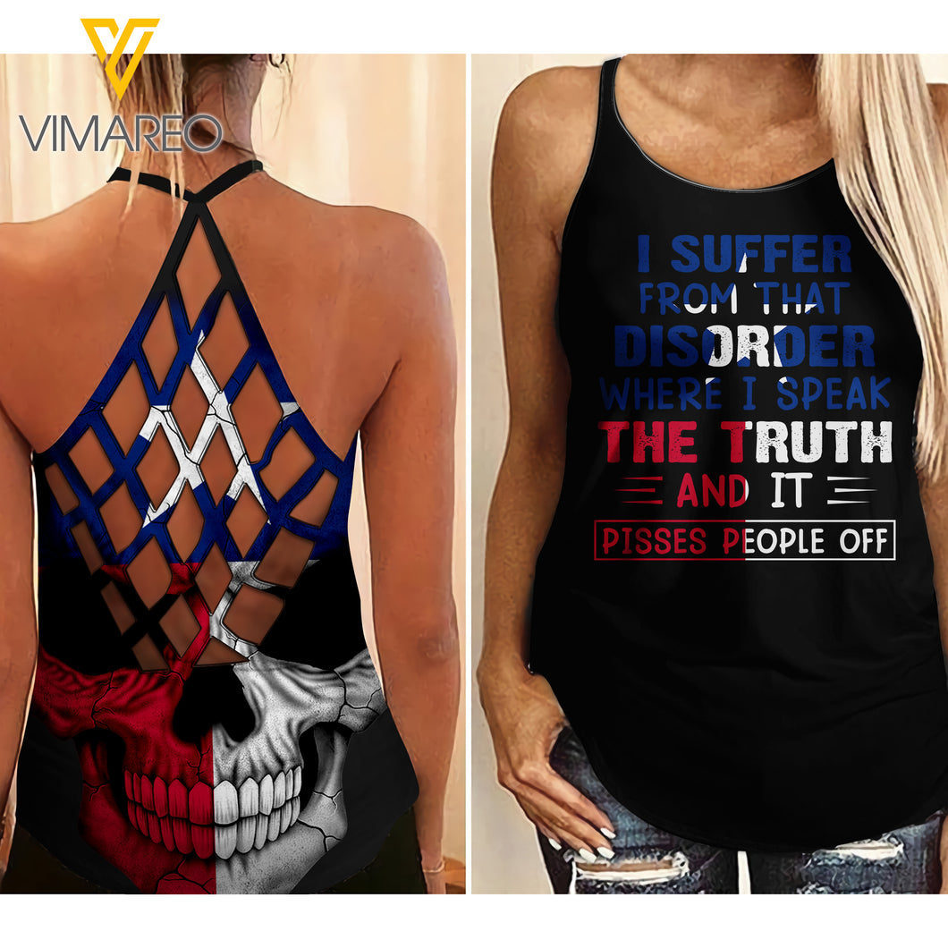 Texas Tattooed girl Criss-Cross Open Back Camisole Tank Top 0204NGBT