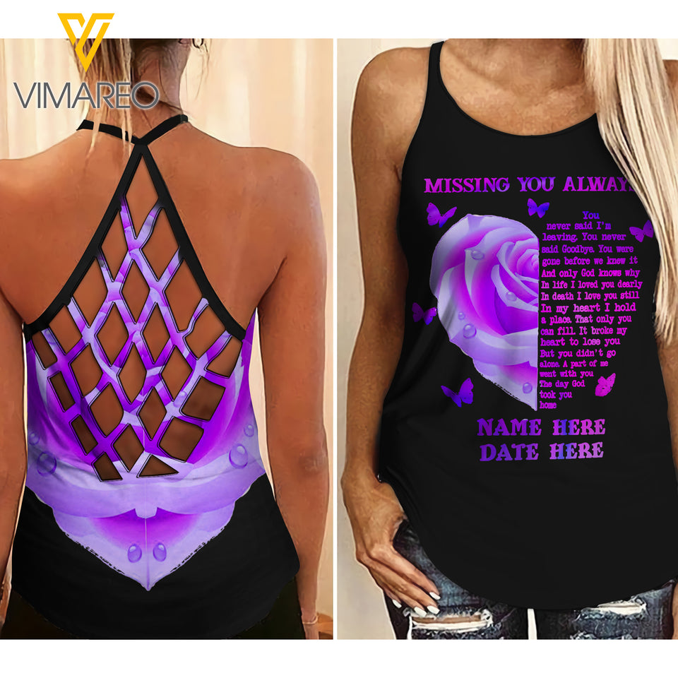 CUSTOMIZED Missing you Criss-Cross Open Back Camisole Tank Top 0204NGBN