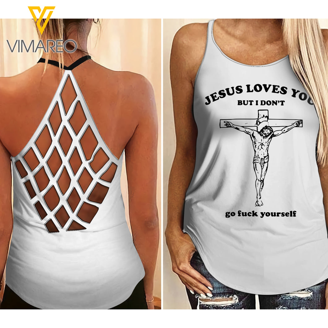 Jesus girl Criss-Cross Open Back Camisole Tank Top 2204NGBN