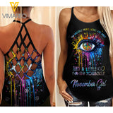 NOVEMBER GIRL WITH HIPPIE EYE Criss-Cross Open Back Camisole Tank Top