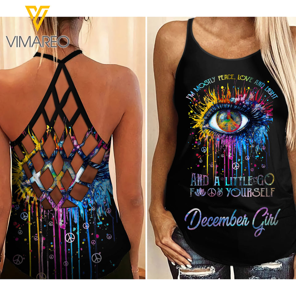 DECEMBER GIRL WITH HIPPIE EYE Criss-Cross Open Back Camisole Tank Top