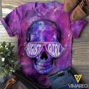 August Girl Skull Tie Dye Tshirt Printed JUE-QH18