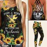 Mechanic WIFE Criss-Cross Open Back Camisole Tank Top Legging TMT SUN