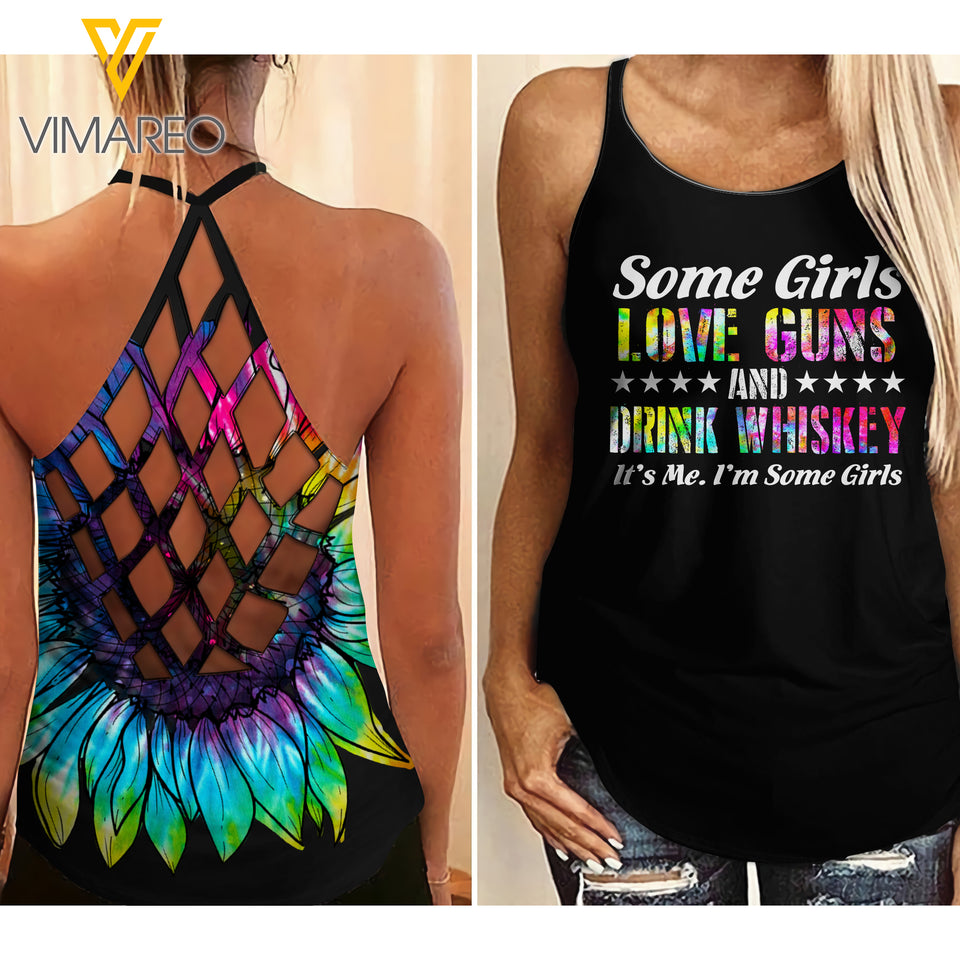 SUNFLOWER GIRL Criss-Cross Open Back Camisole Tank Top GUNS AND WHISKY
